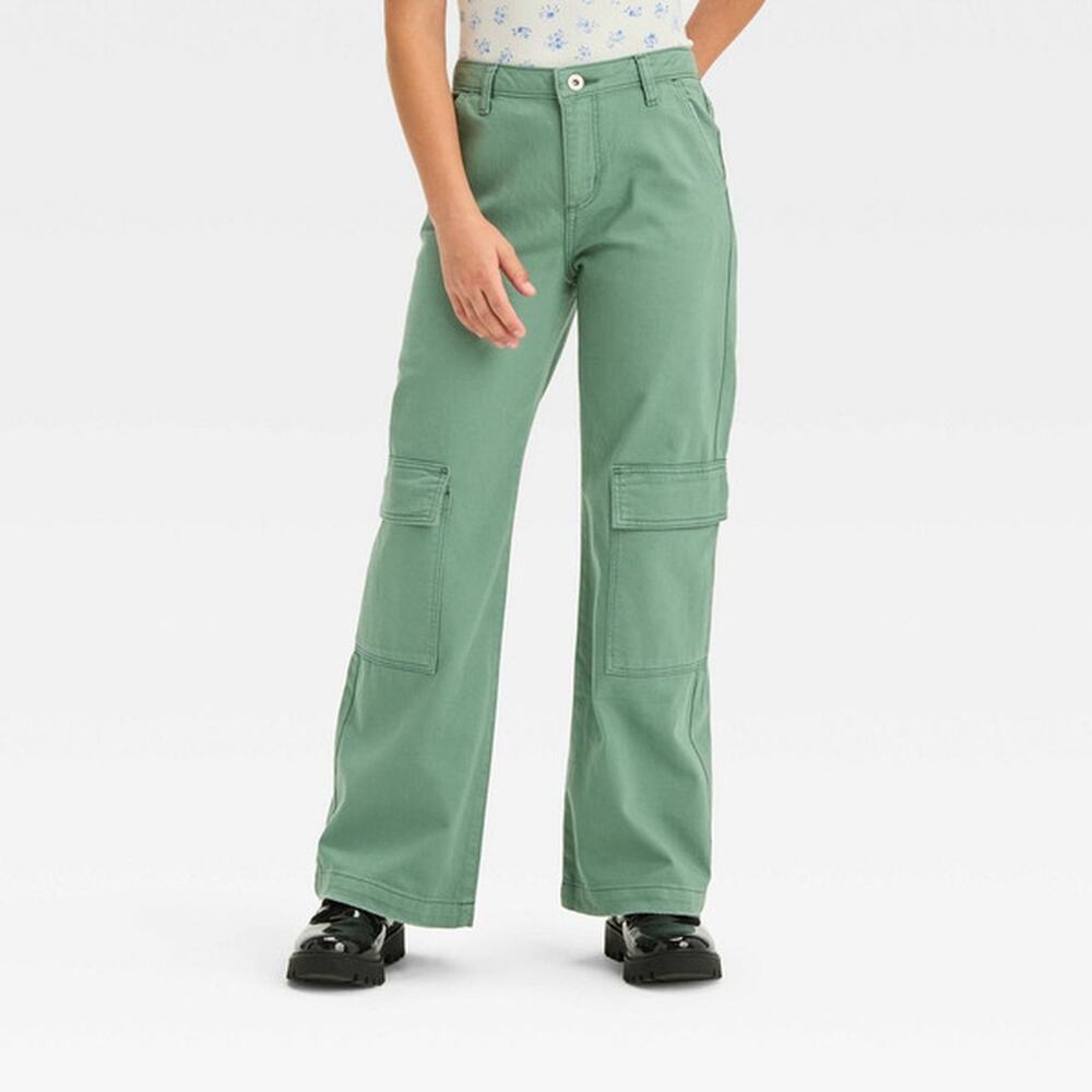 Cat & Jack Girls' Wide Leg Cargo Jeans - Size 12